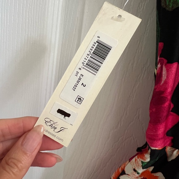 ELIZA J Dress Fit and Flare Black Pink Floral Size 2 - Picture 6 of 7